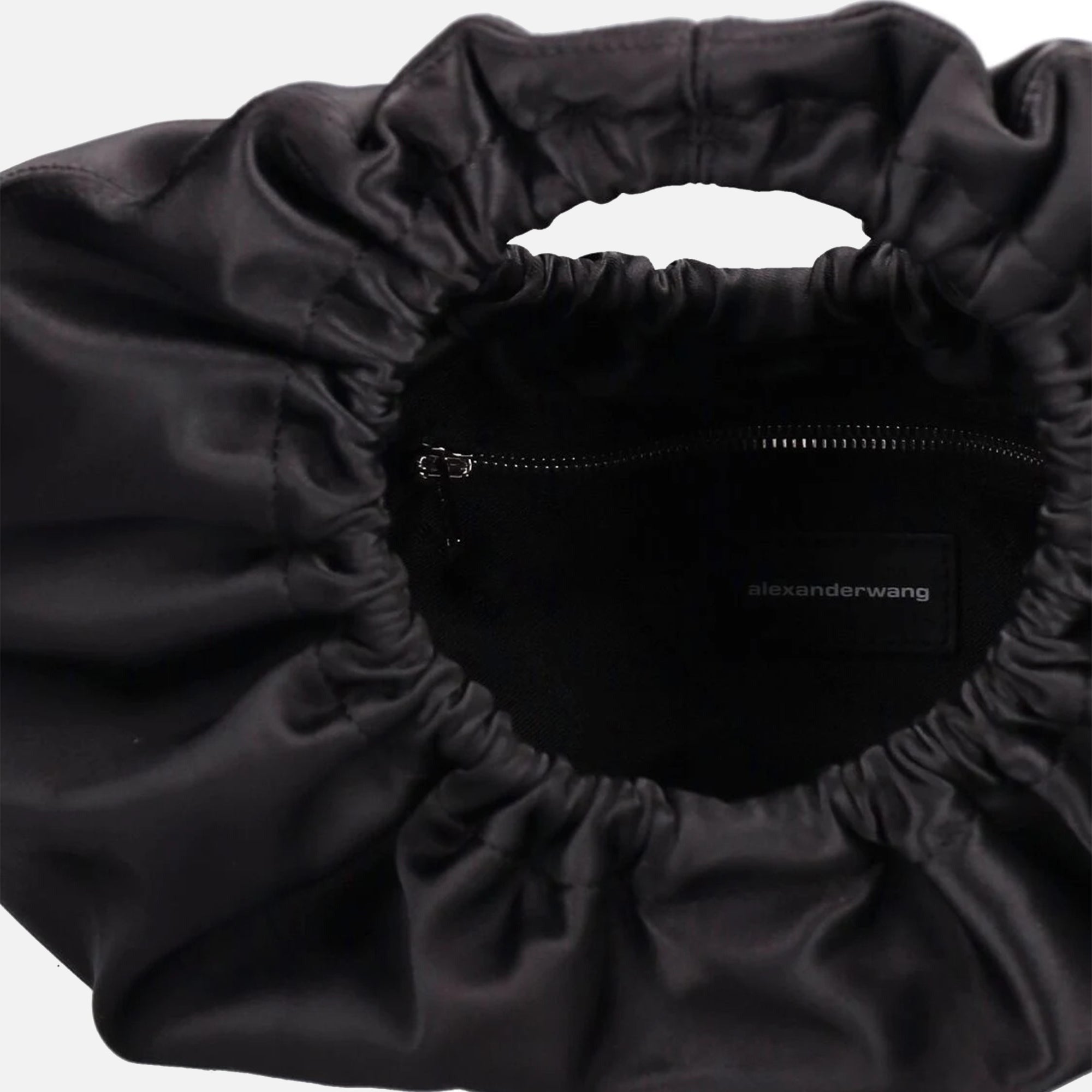 Alexander Wang Small Crescent Top Handle Satin Bag - Black