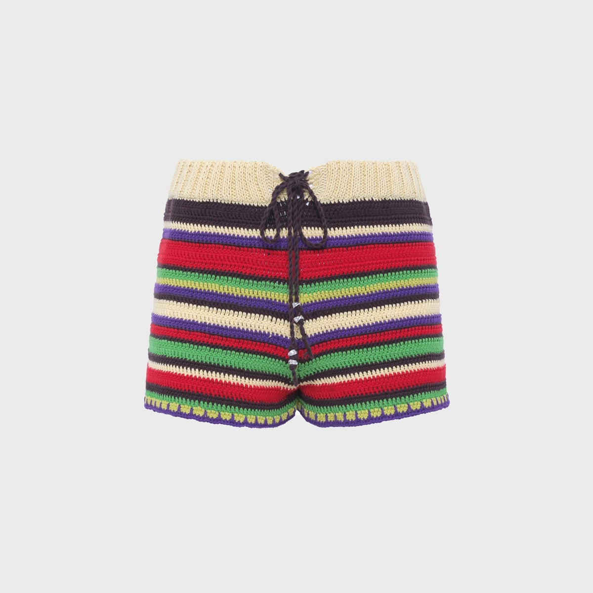 Siedres Renata Striped Crochet Mini Short - Multi