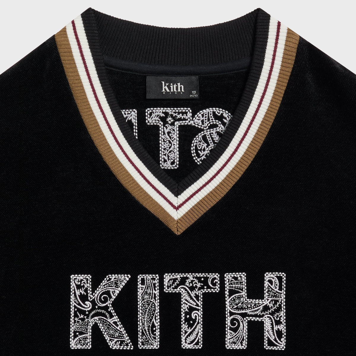Kith Kids Textured V-Neck Collar Nelson Sweatshirt - Black - PH