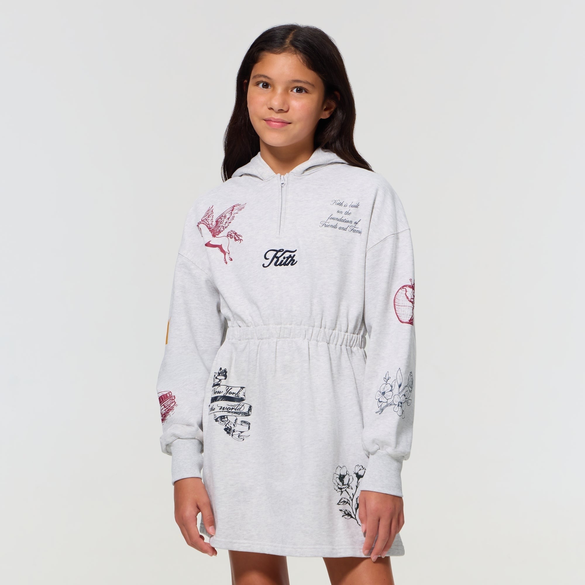 Kith Kids Logo Hoodie Dress - Light Heather Grey