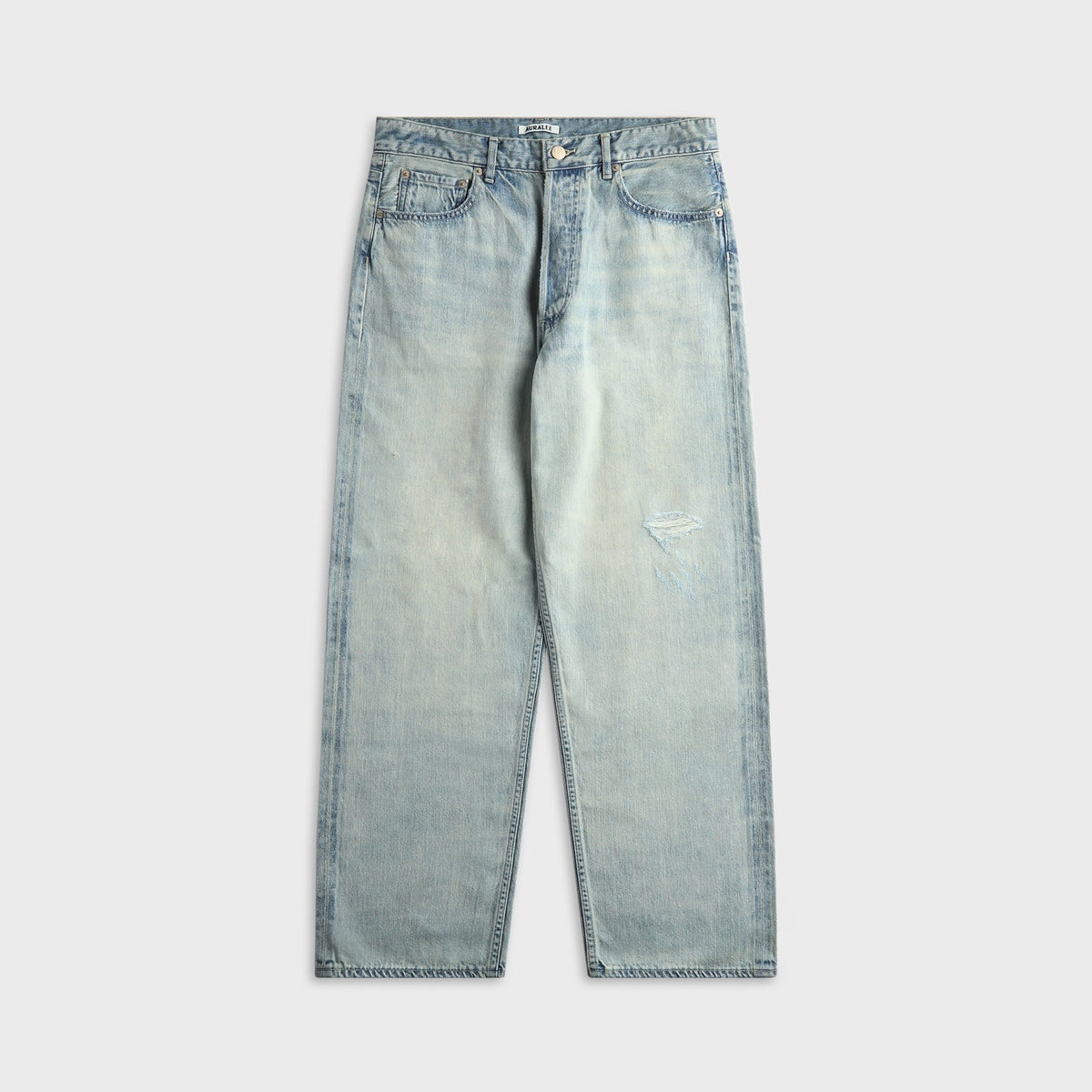 Auralee Faded Selvedge Light Denim Wide Pant - Light Indigo