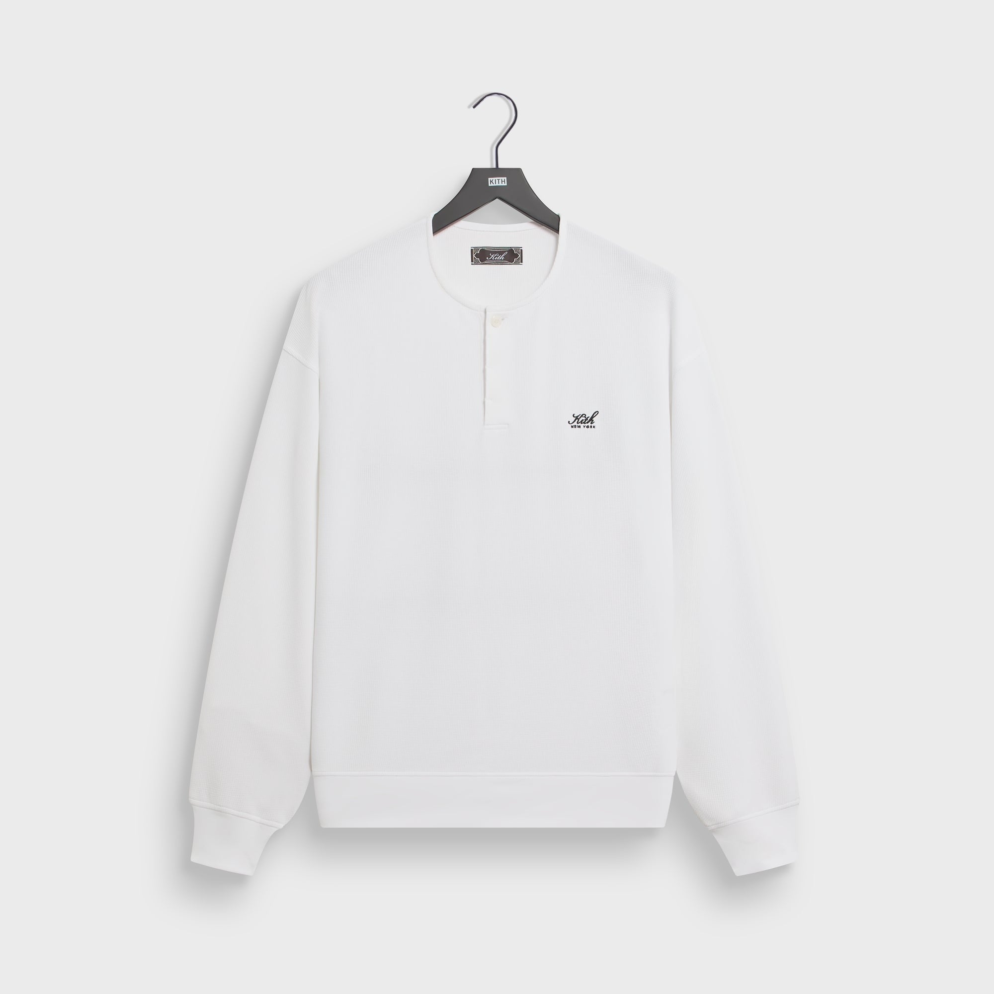 Kith Micro Waffle Long Sleeve Colby Pullover - White