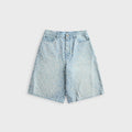 Casablanca Pearly Monogram Wide Leg Denim Short - Denim