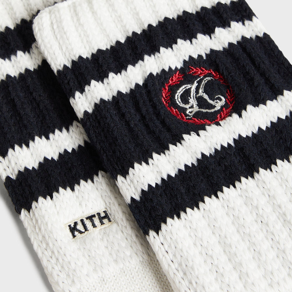 Kith Script K Laurel Stripe Cotton Chunky Crew Socks - White