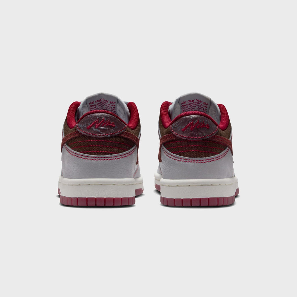 Nike GS Dunk Low LV8 1 - Pure Platinum / Wolf Grey / Team Red / Burgundy Crush