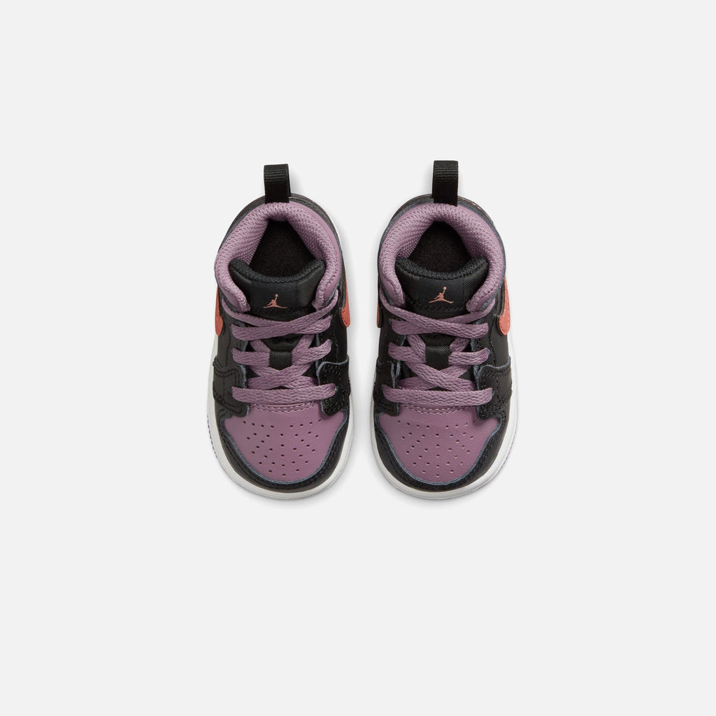 Nike TD Air Jordan 1 Mid Se - Black / Sky J Orange / Sky J Mauve / White