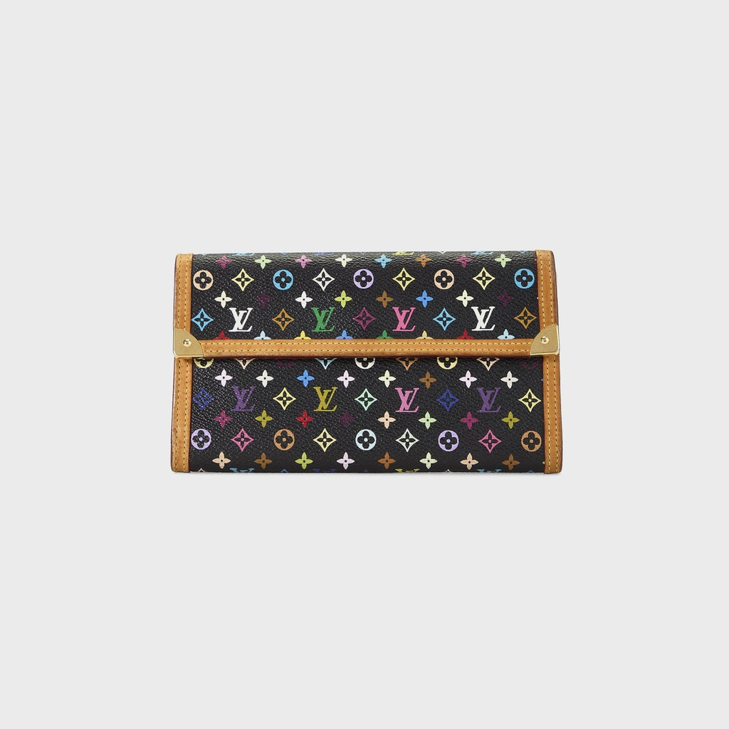WGACA Louis Vuitton x Takashi Murakami Porte Trésor International Wallet - Black / Multi