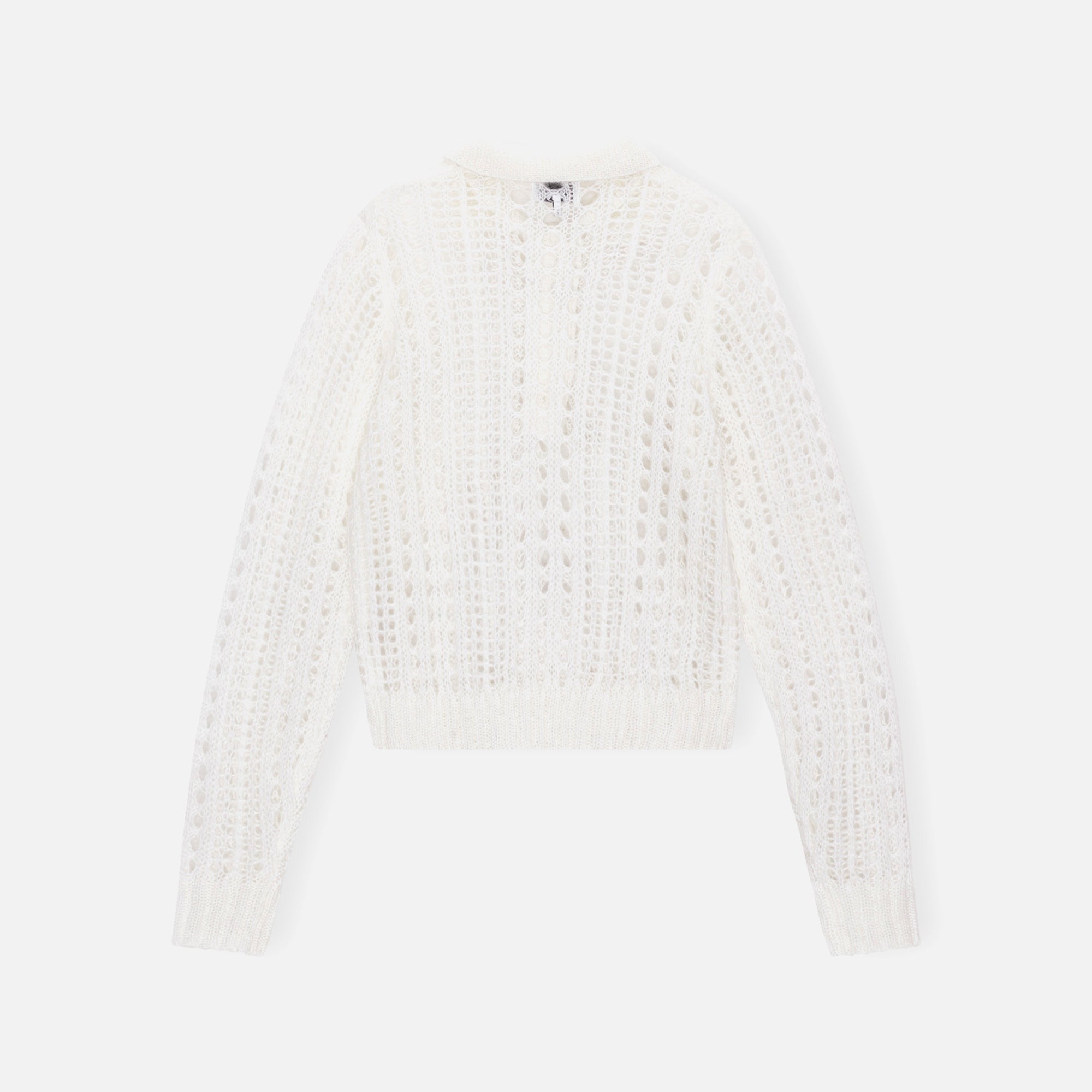 Ganni Mohair Lace Polo - White