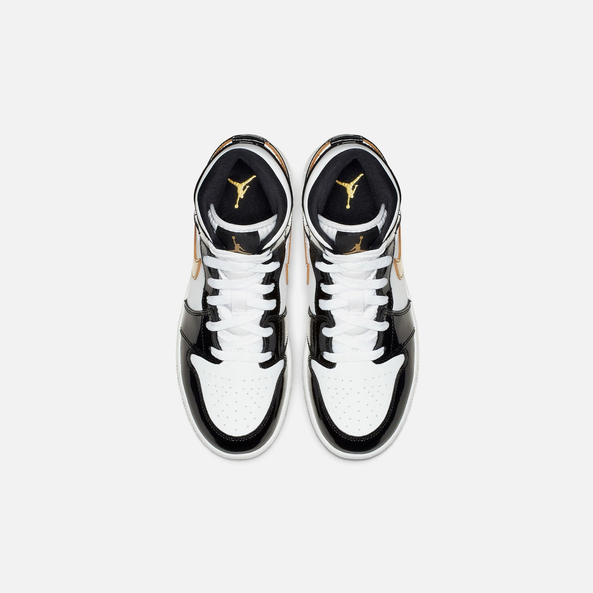 Nike GS Air Jordan 1 Mid SE - Black / Metallic Gold / White