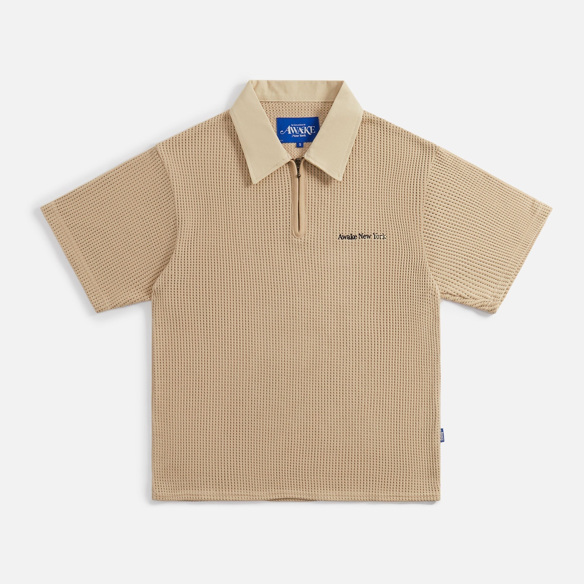 Awake NY Open Knit Embroidered Polo - Cream