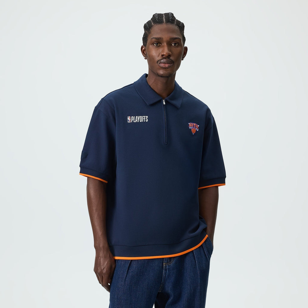 Kith for the New York Knicks Playoffs Zip Front Performance Knit Polo - Nocturnal