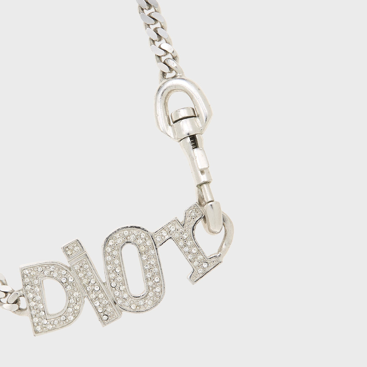 WGACA Dior Crystal Logo Necklace - Silver