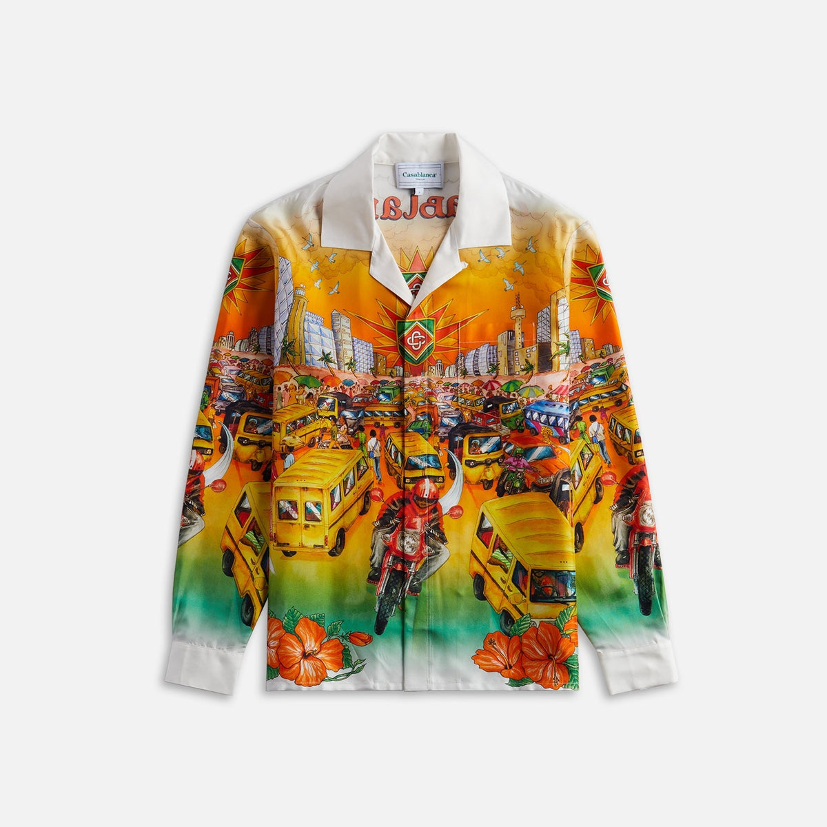 Casablanca Cuban Collar Long Sleeve Shirt - Traffic