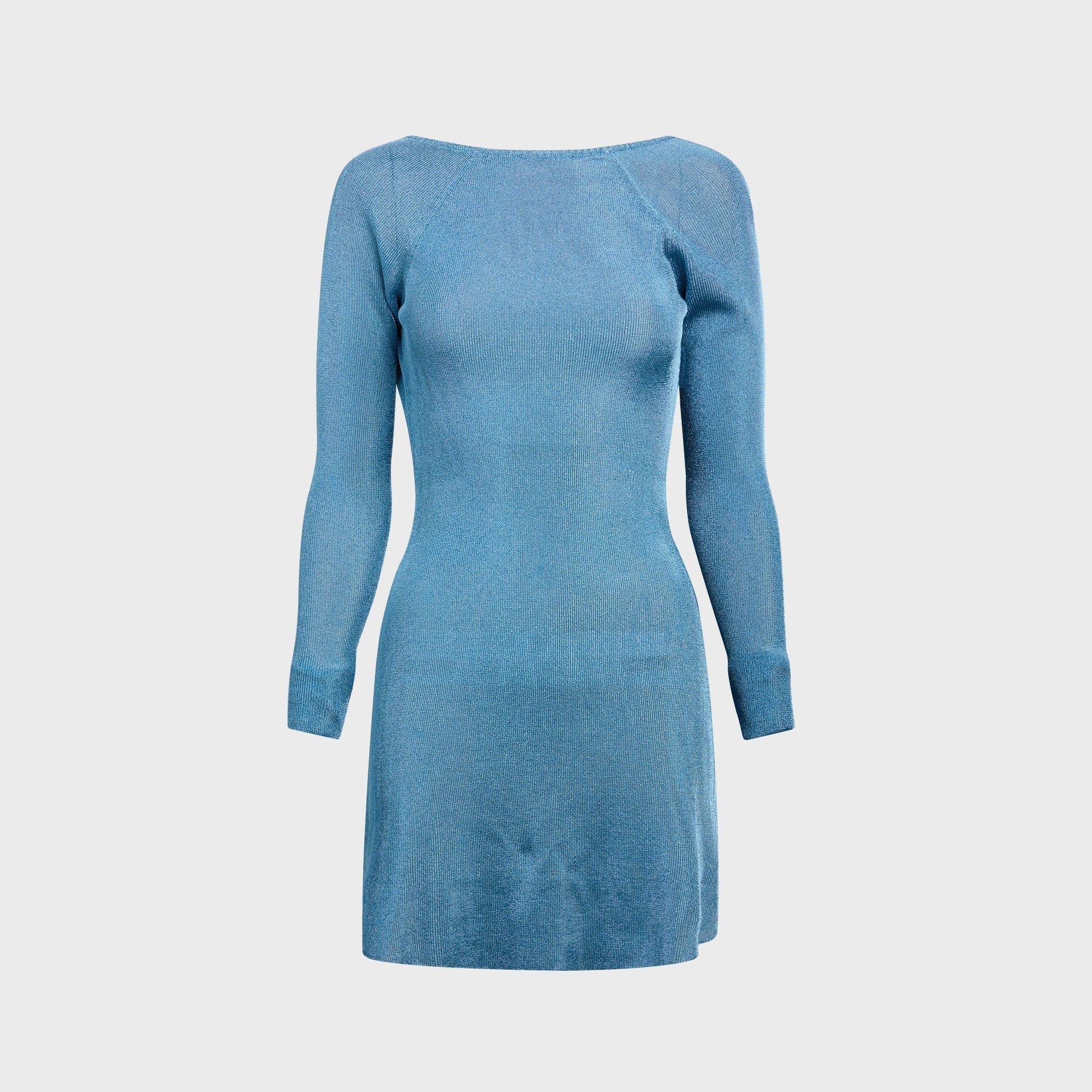 GUIZIO Estelle Backless Mini Dress - Metallic Sea Blue