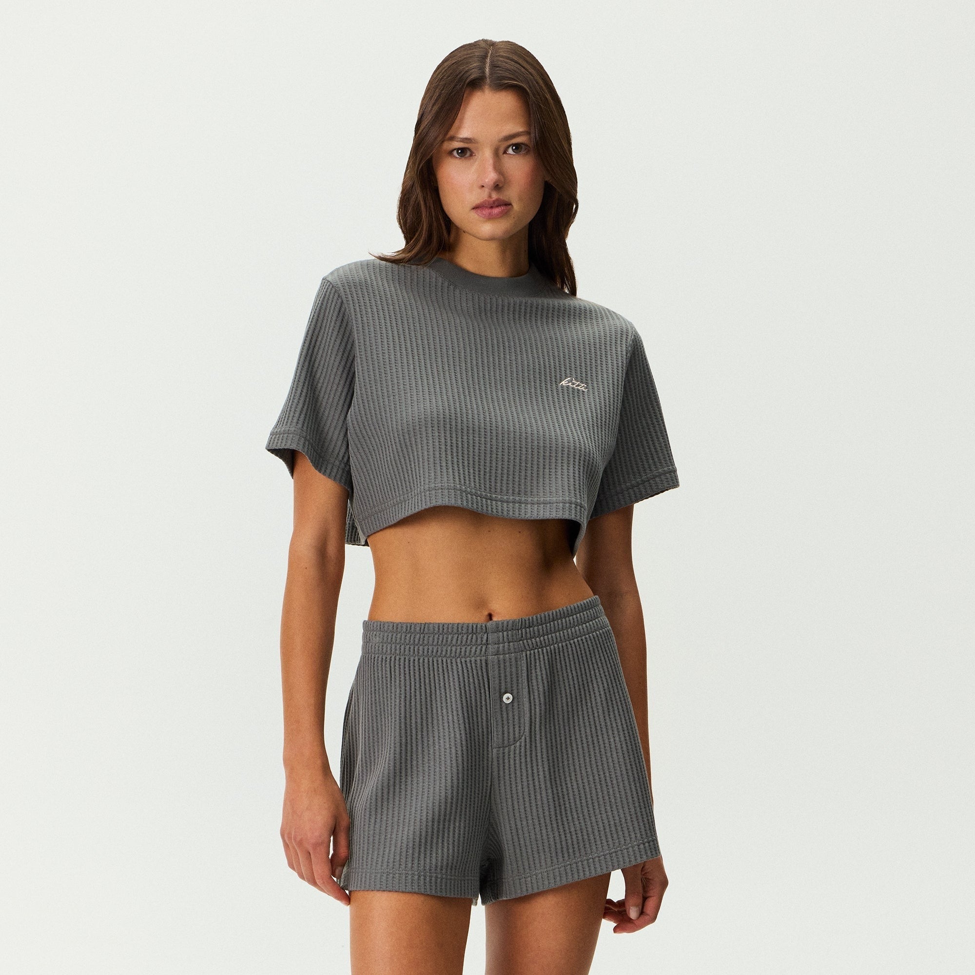 Kith Women Fei Waffle Cropped Tee - Island