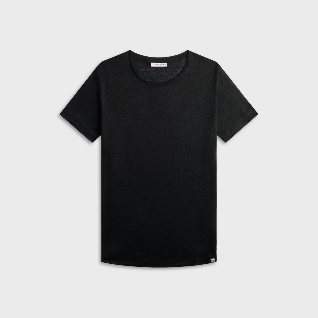 Orlebar Brown OB-T Linen Tailored Fit Crewneck Tee - Black