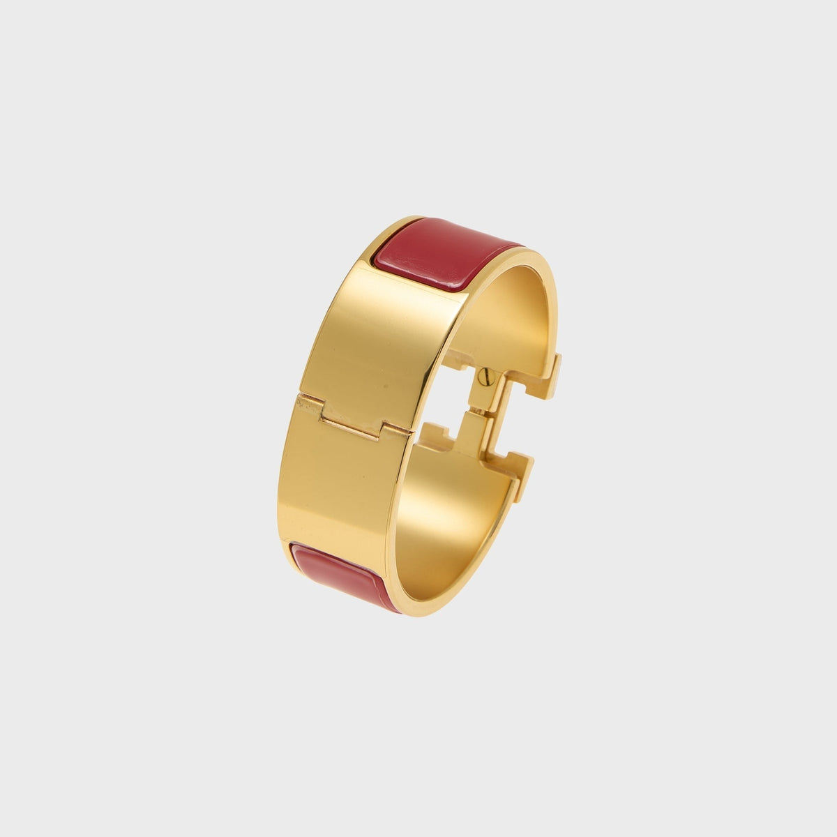 WGACA Hermes Clic H Wide Bracelet - Red / Gold