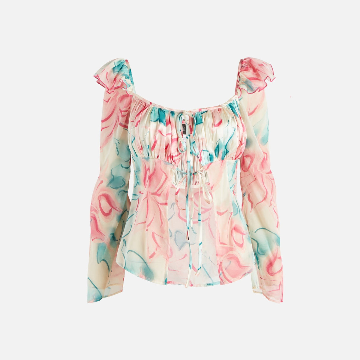 Kim Shui Mesh Floral Cut Out Bustier - Pink