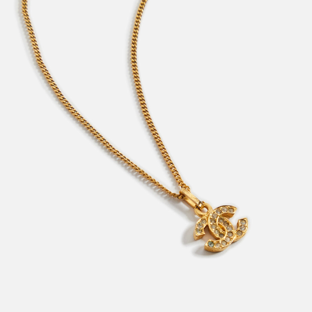WGACA Chanel Crystal CC Necklace - Gold