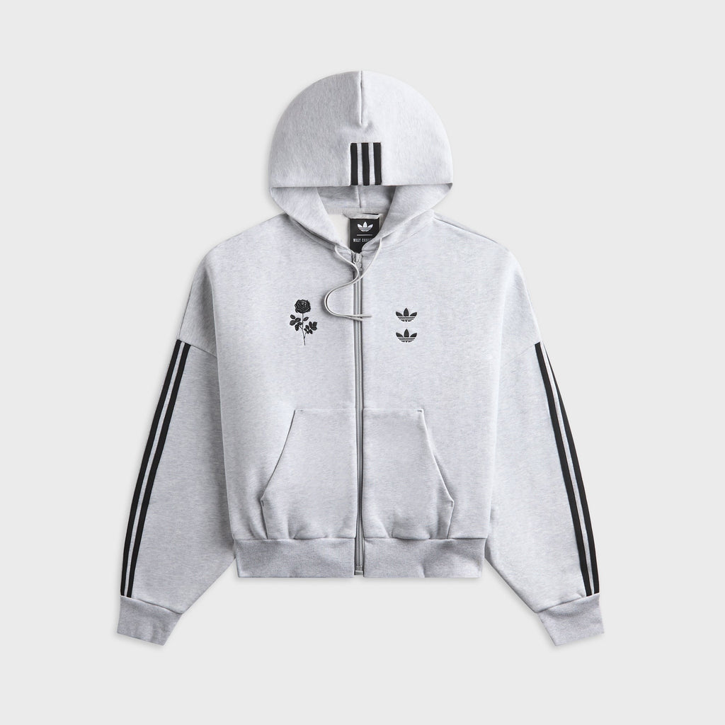 adidas x Willy Chavarria Full Zip Logo Hoodie - Light Grey Heather