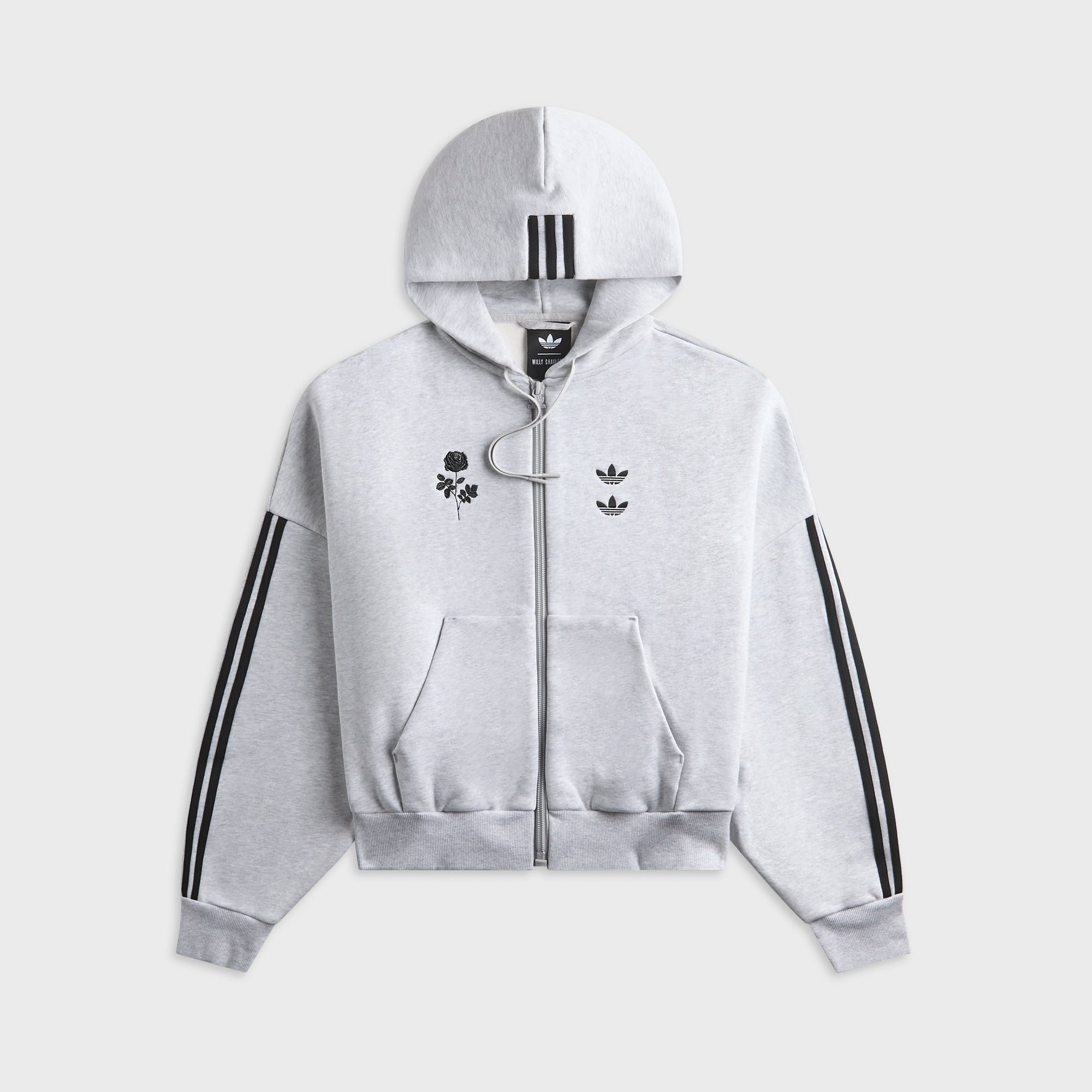 adidas x Willy Chavarria Full Zip Logo Hoodie - Light Grey Heather