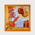 WGACA Hermes Charms of The Normandy Beaches II Silk Scarf - Orange