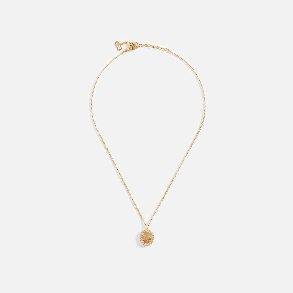 WGACA Dior Crystal CD Oval Necklace - Gold
