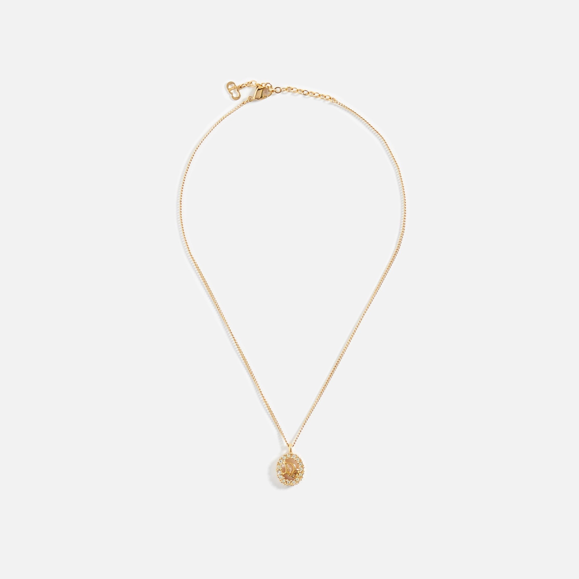 WGACA Dior Crystal CD Oval Necklace - Gold