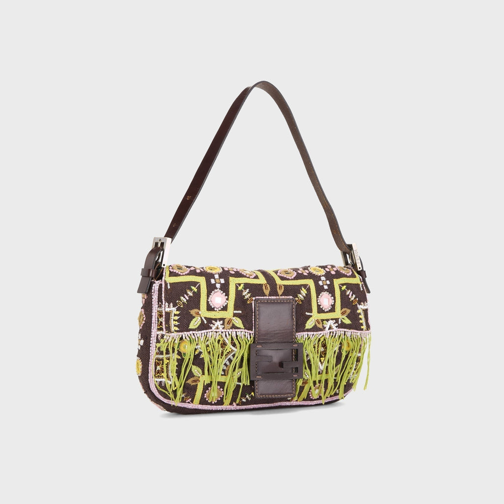 WGACA Fendi Fringe Baguette Handbag - Brown
