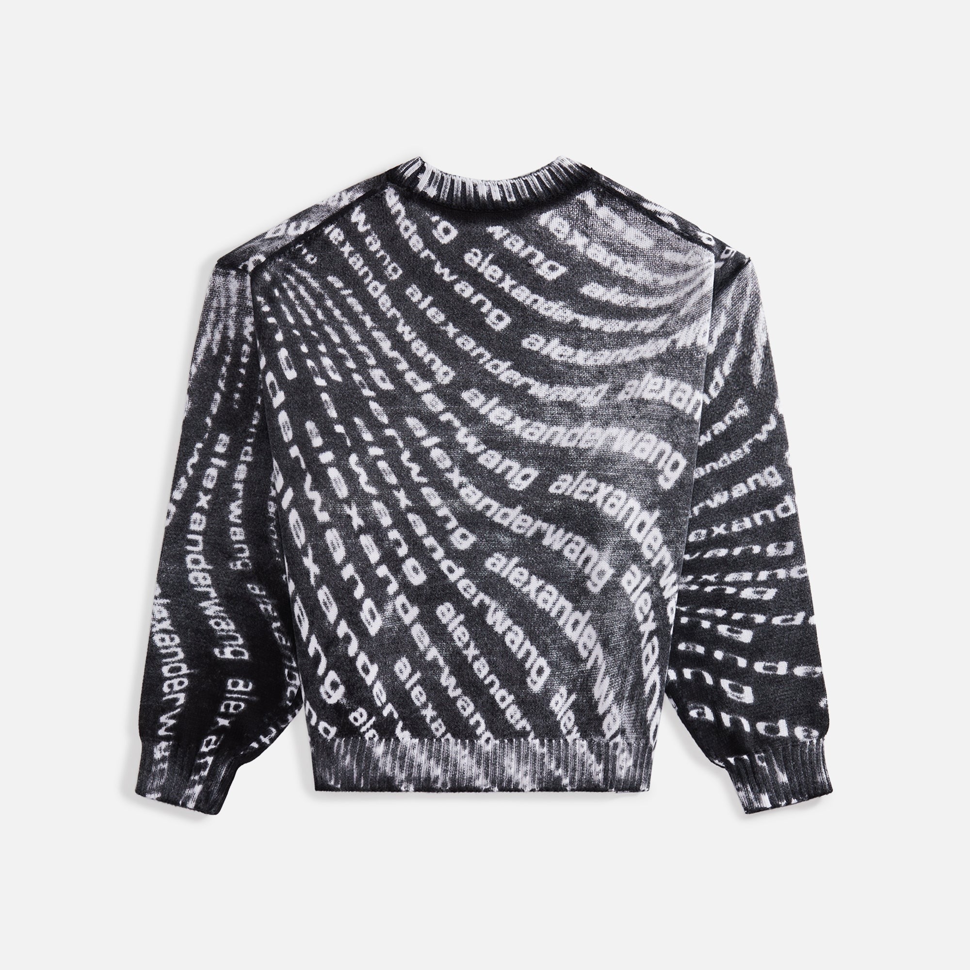 Alexander Wang Crewneck Pullover with Reverse Printed Logo Wave - Black