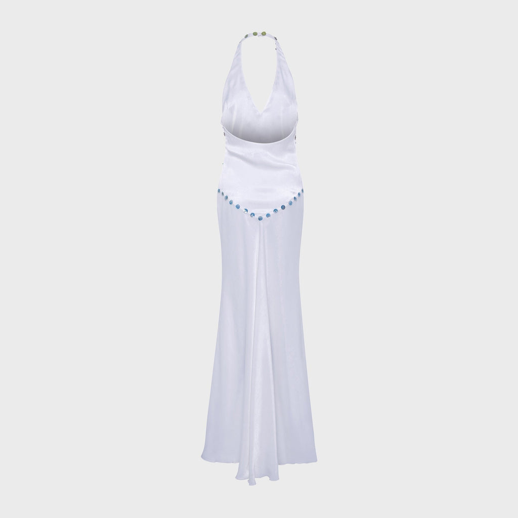 Siedres Vicka Satin Maxi Dress - White