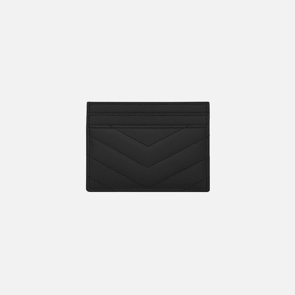 Saint Laurent YSL (172Y) Mono Card Holder with Silver Cassandre - Nero