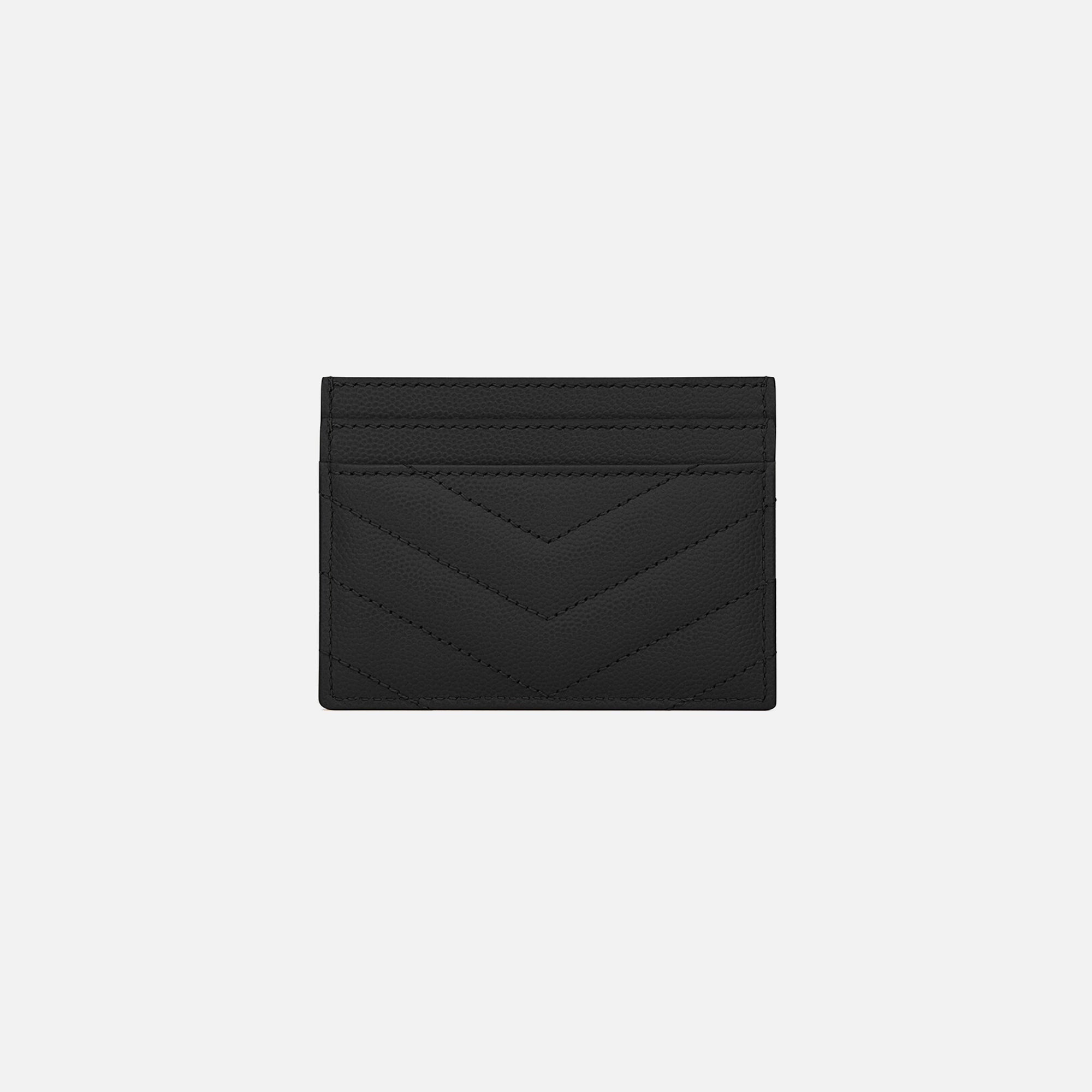 Saint Laurent YSL (172Y) Mono Card Holder with Silver Cassandre - Nero