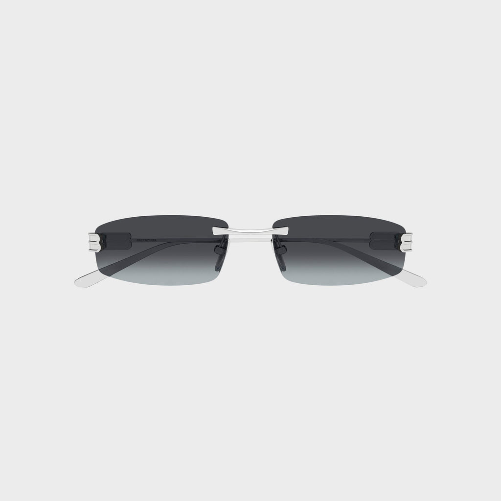 Balenciaga BB0488S Rectangle Sunglasses - Silver / Smoke