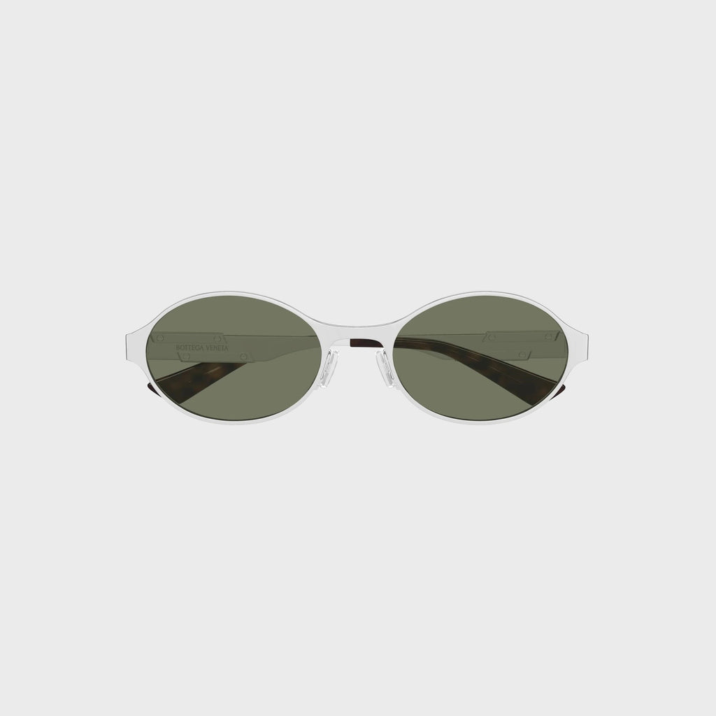 Bottega Veneta Dash Oval Sunglasses - Silver / Green
