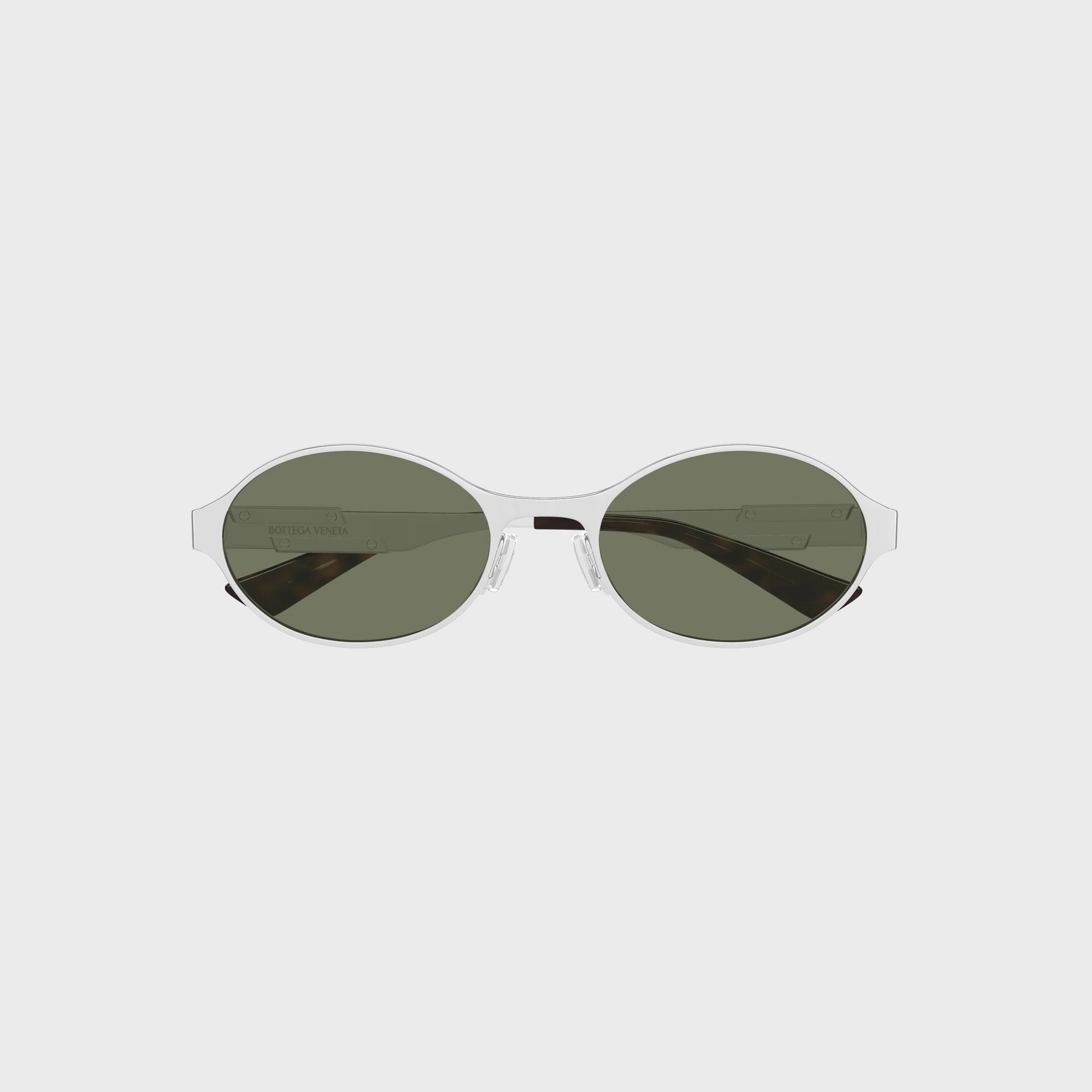Bottega Veneta Dash Oval Sunglasses - Silver / Green