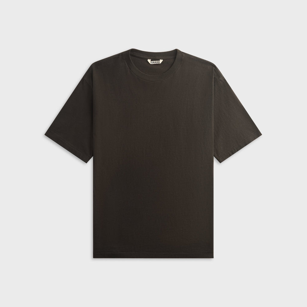 Auralee Brushed Organic Cotton Jersey Tee - Ink Black