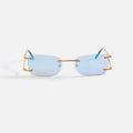 Vintage Frames Wall Street Drill Mount 24KT Gold Sunglasses - Smoke Flash Blue