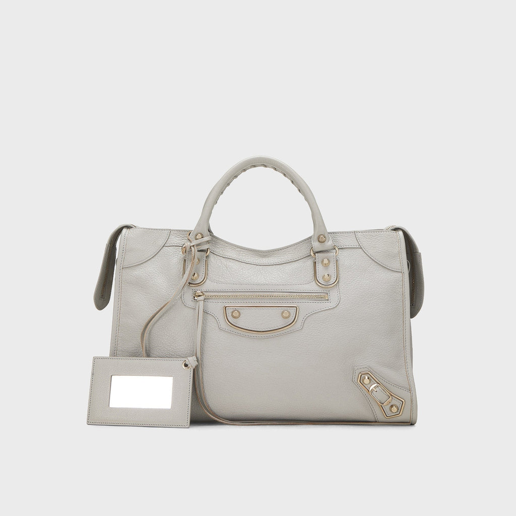 WGACA Balenciaga Chevre Leather Classic Metallic Edge Mini City Bag - Grey
