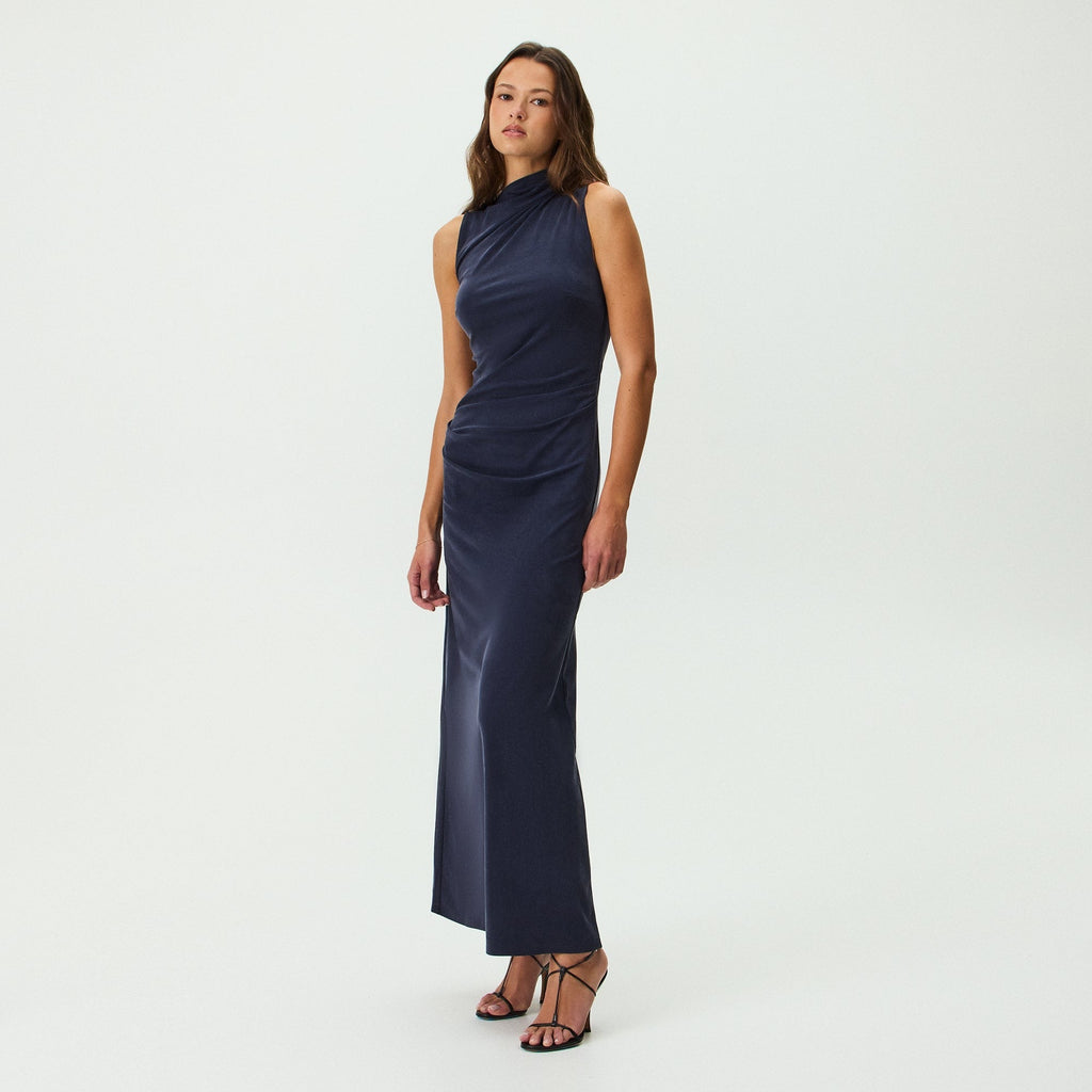 Kith Women Delphi Draped Sueded Gown - Black
