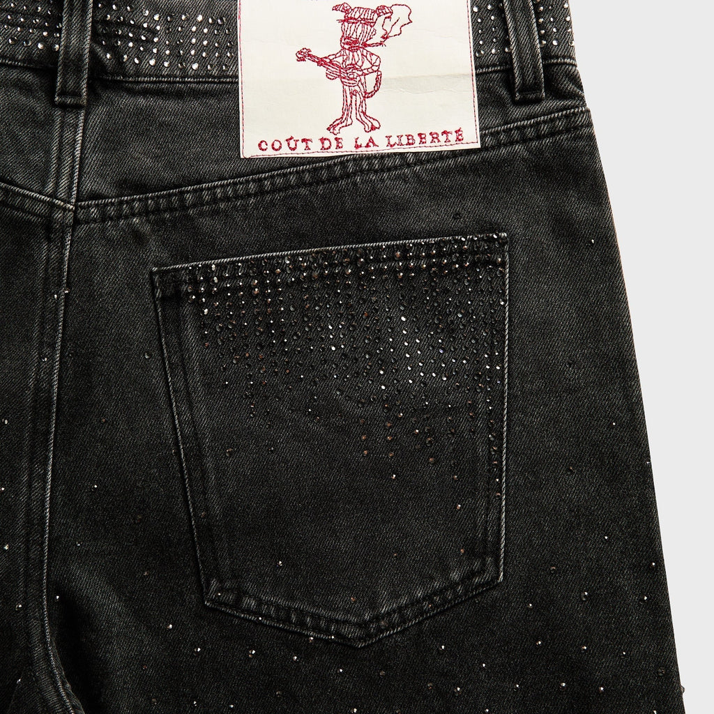Coût De La Liberté Zander Crystal Rigid Denim Baggy Short - Sunfade Oz Black