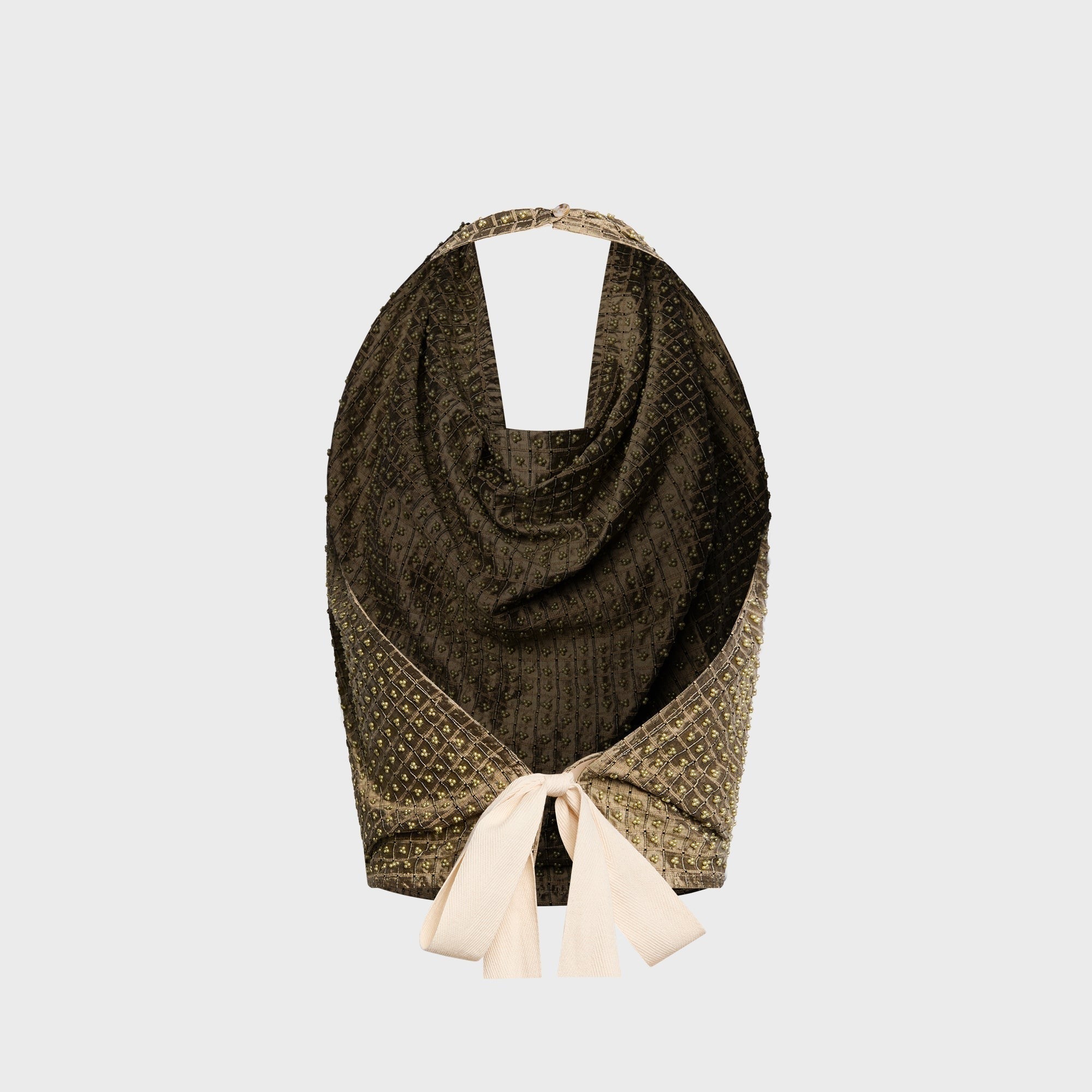 Tae Park Embellished Napkin Top - Stone Grey