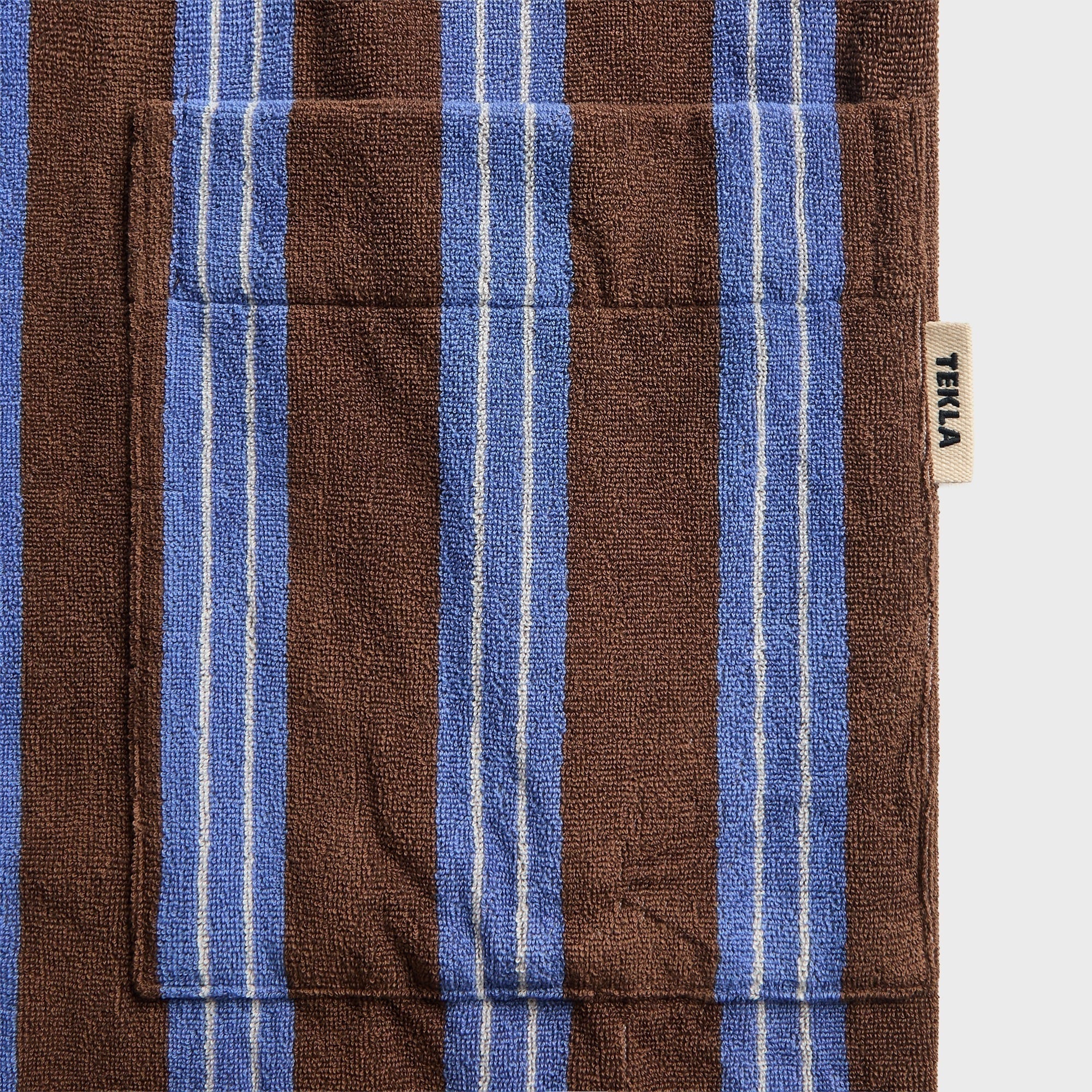 Tekla Striped Hooded Cotton Robe - Chestnut Stripes
