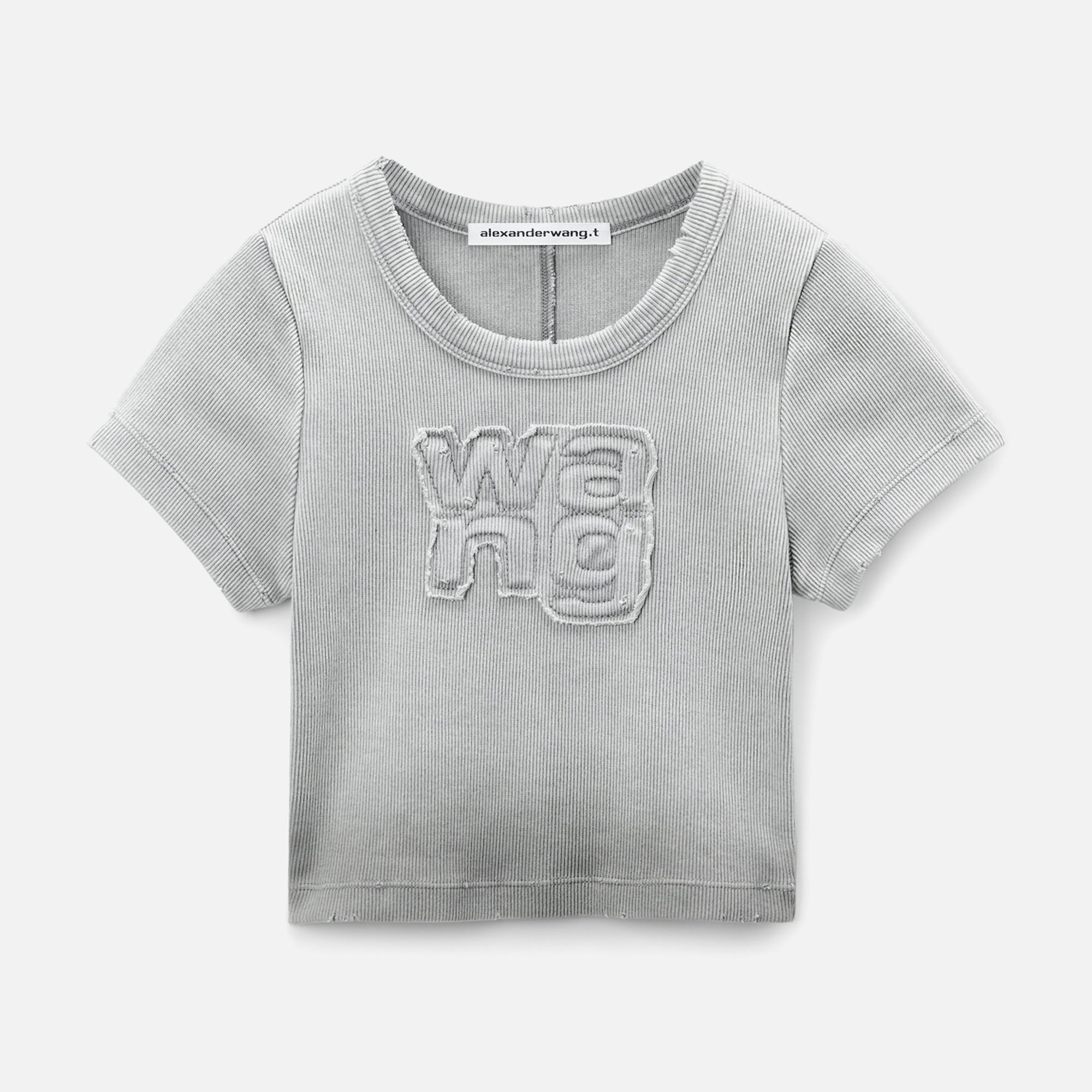 Alexander Wang Distressed Edge Rib Baby Tee - Grey
