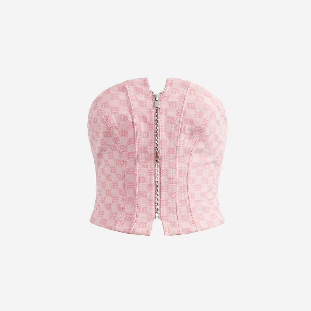 MISBHV Jacquard Canvas Monogram Corset Top - Bubblegum