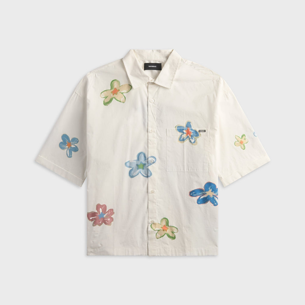 NAHMIAS Super Bloom Cropped Short Sleeve Shirt - White