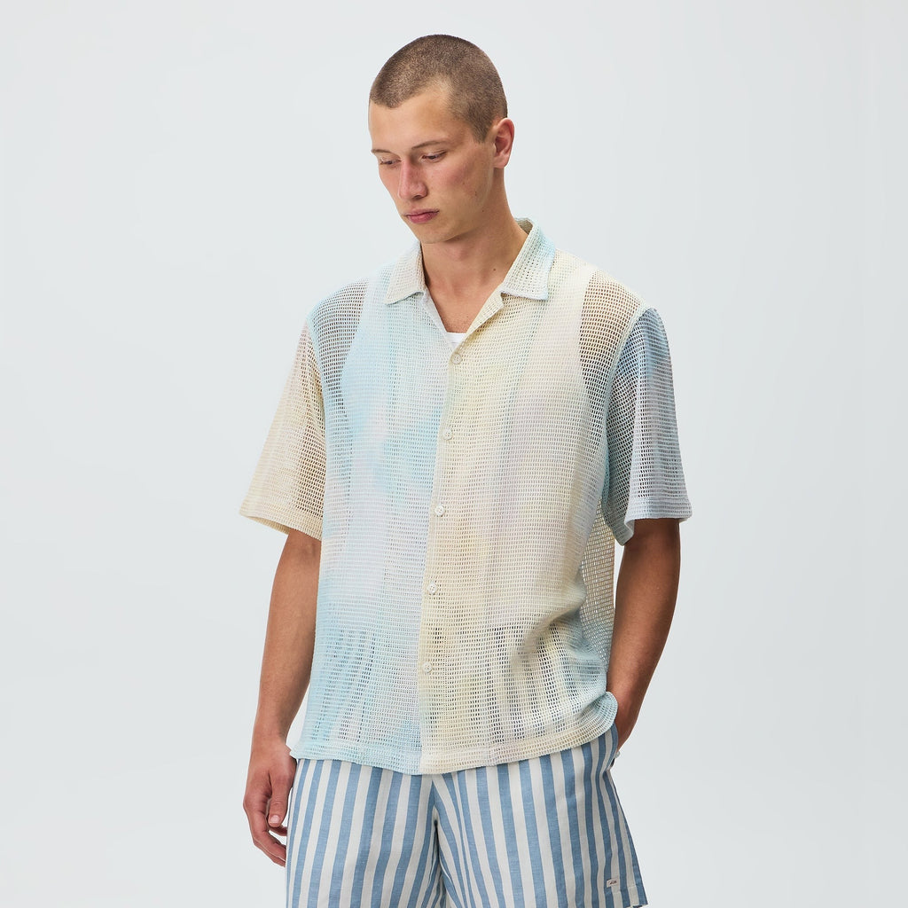 Kith Cloud Dye Cotton Mesh Thompson Camp Collar Shirt - Larimar