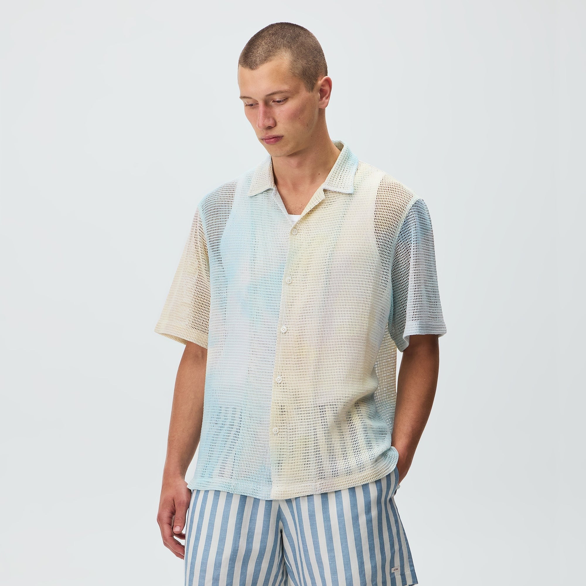 Kith Cloud Dye Cotton Mesh Thompson Camp Collar Shirt - Larimar