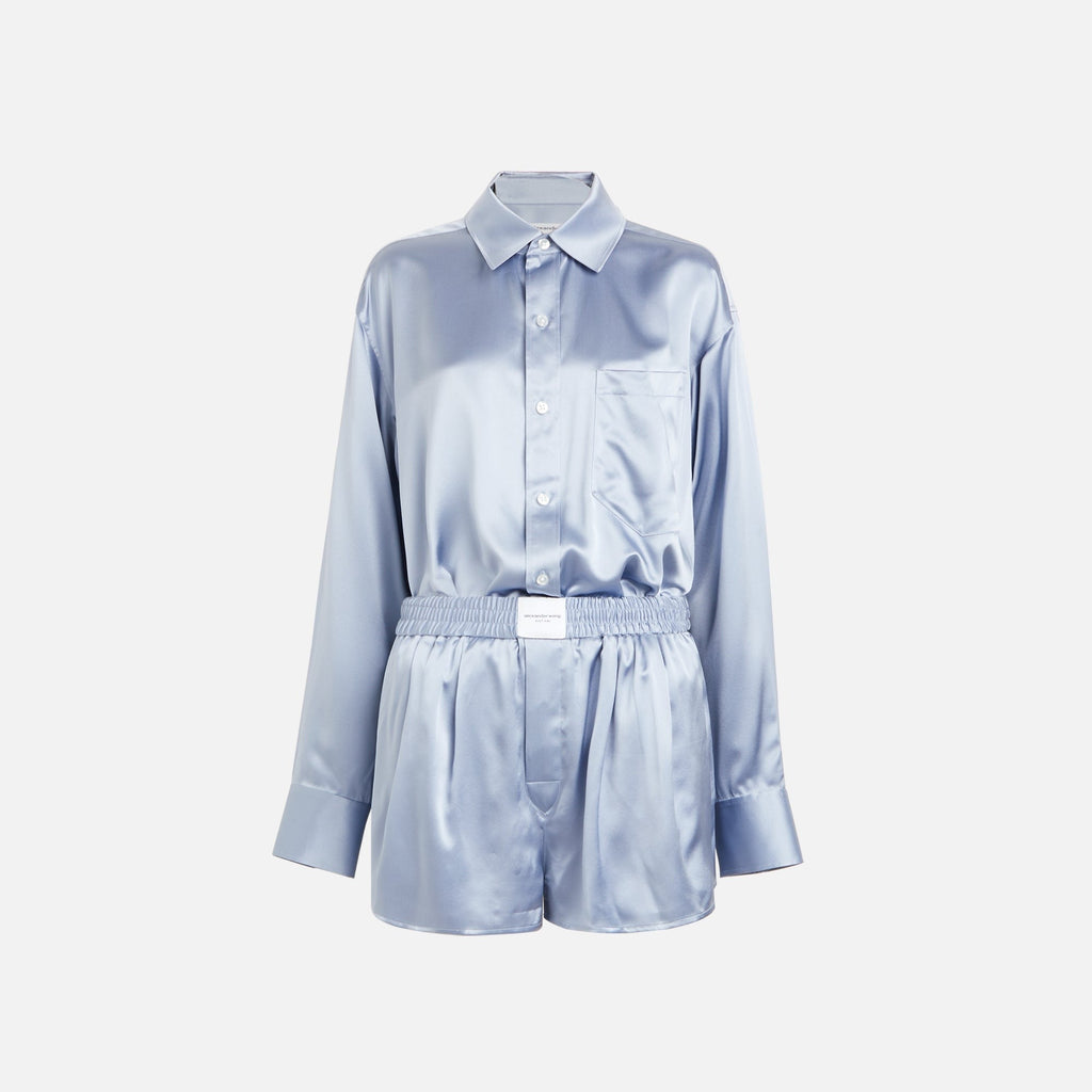 Alexander Wang Button Up Boxer Short Romper - Dark Iris