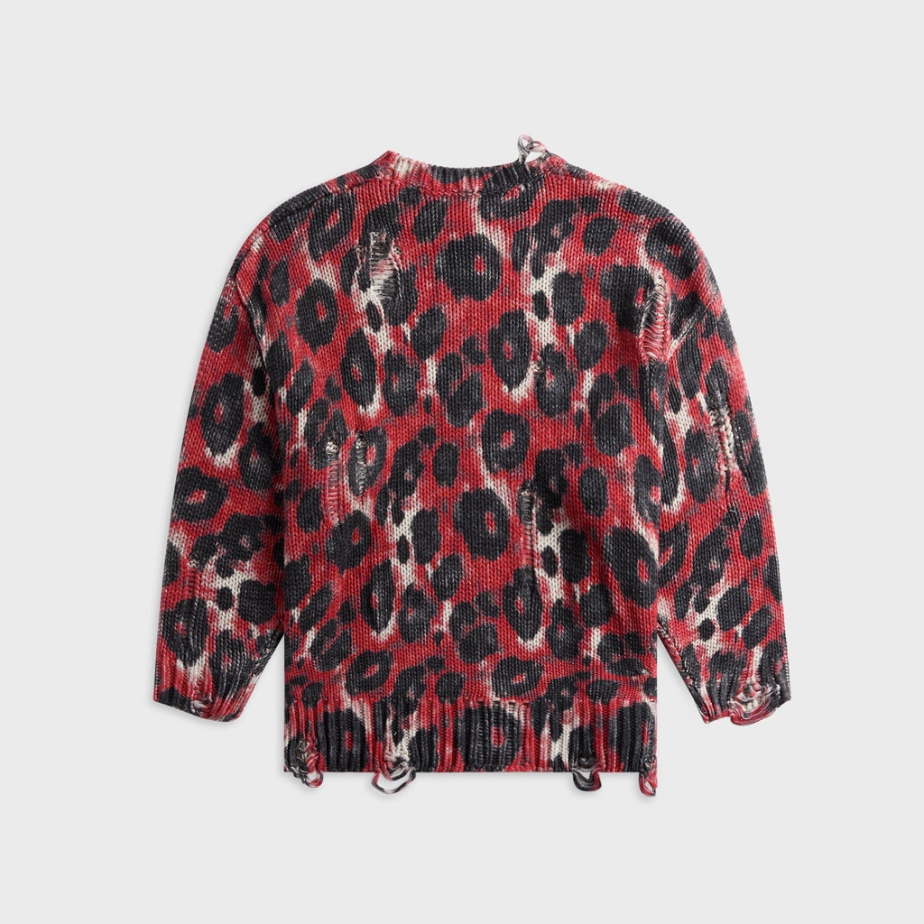 R13 Printed Oversized Sweater - Red Leopard